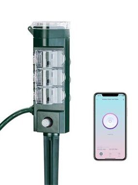 Outdoor Smart Plug Waterproof with 6 Outlets,WiFi Power Stake Timer 6Ft Cord